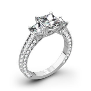 Coeur de Clara Ashley Three Stone Engagement Ring for Princess