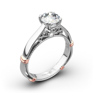 Verragio Parisian D-120-0 Split Claw 4 Prong with Rose Gold Shoulders Solitaire Engagement Ring