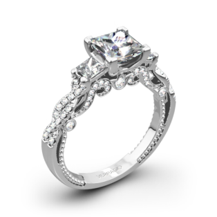 Verragio INS-7074P Beaded Braid Three Stone Engagement Ring for Princess