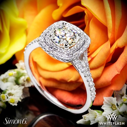 Simon G. MR2459 Passion Halo Diamond Engagement Ring