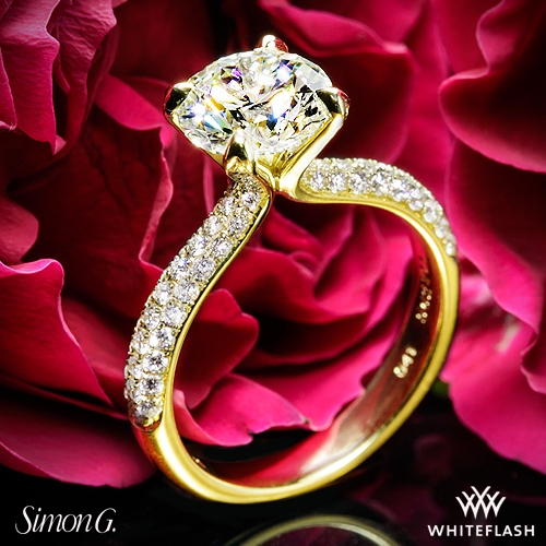 Simon G. TR431 Caviar Diamond Engagement Ring