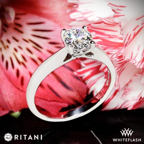 Ritani 1RZ7244 Tapered Surprise Diamonds Solitaire Engagement Ring