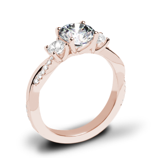Valoria Flora Twist Three Stone Diamond Engagement Ring