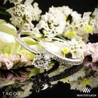 Tacori Sculpted Crescent Millgrain Solitaire Engagement Ring with Divisi Wedding Ring