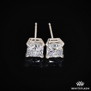 4 Prong Princess Diamond Basket Earrings