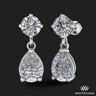 Round And Pear Tandem Diamond Earrings