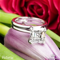 Valoria Petite Four Prong Solitaire Engagement Ring with Matching Wedding Ring