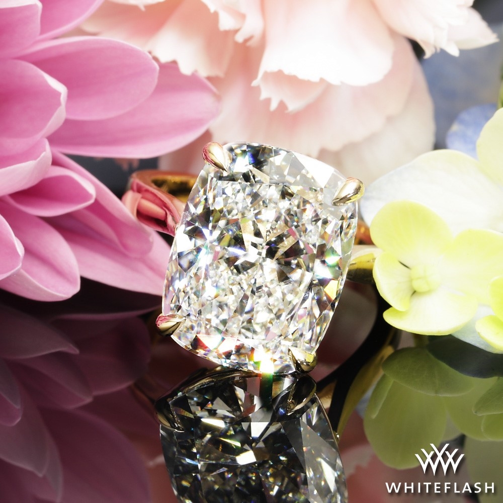 10.20ct F VS1 Cushion Cut Lab Grown Diamond set in Custom Solitaire