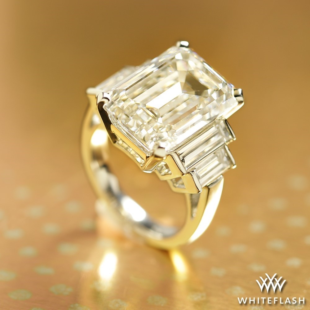 Custom 5-Stone Emerald and Baguette Diamond Ring