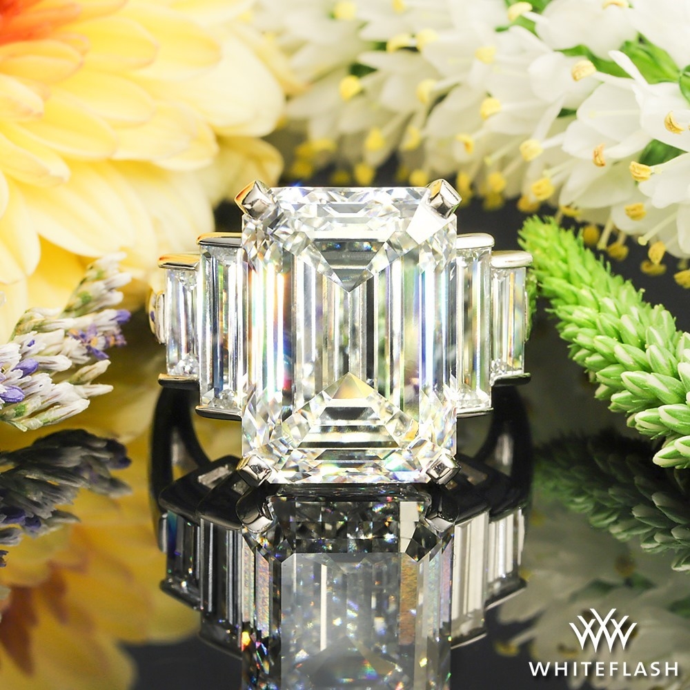 16.06ct F VVS2 Emerald Cut Lab Grown Diamond set in Custom Ring