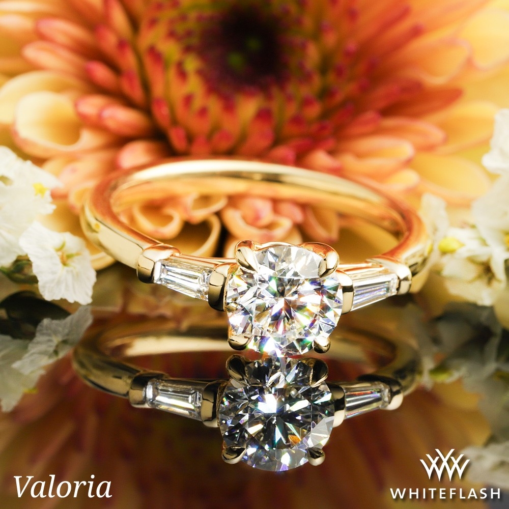 18k Yellow Gold Valoria Tapered Baguette 3 Stone Engagement Ring