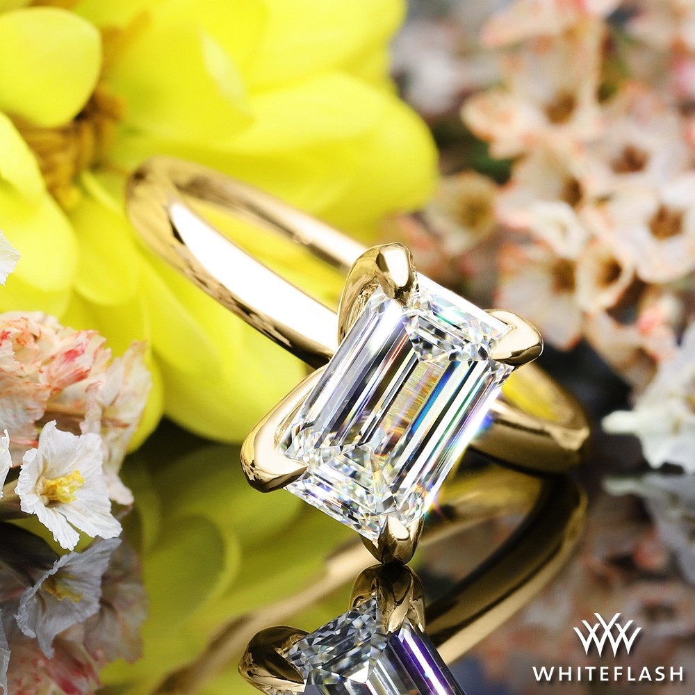 14k Yellow Gold Custom 4 Prong Tulip Solitaire Engagement Ring