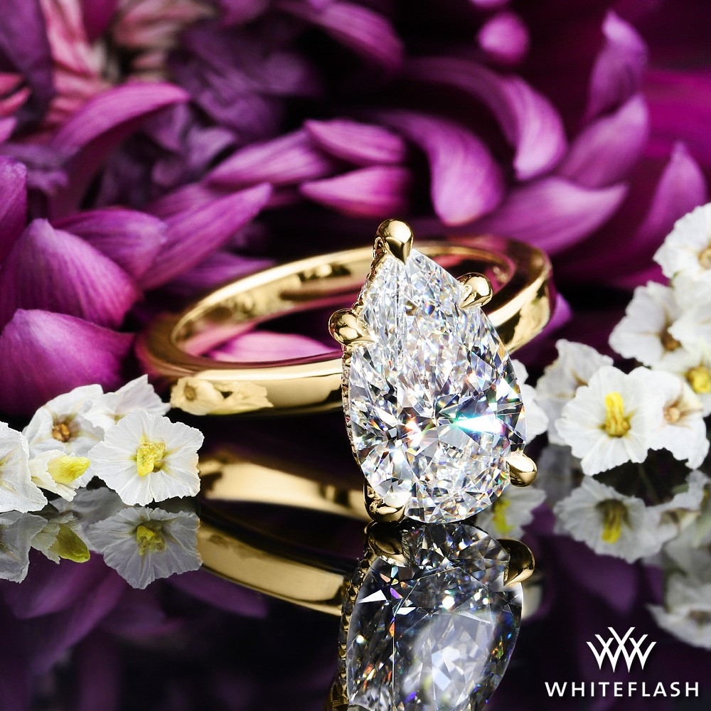 14k Yellow Gold Semi Custom Hidden Halo Solitaire Ring