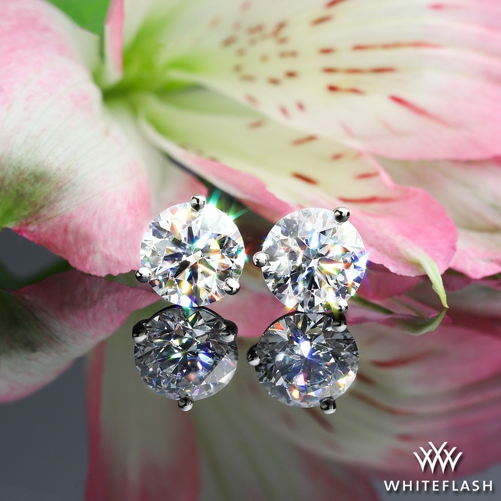 Platinum 3 Prong Martini Diamond Earrings