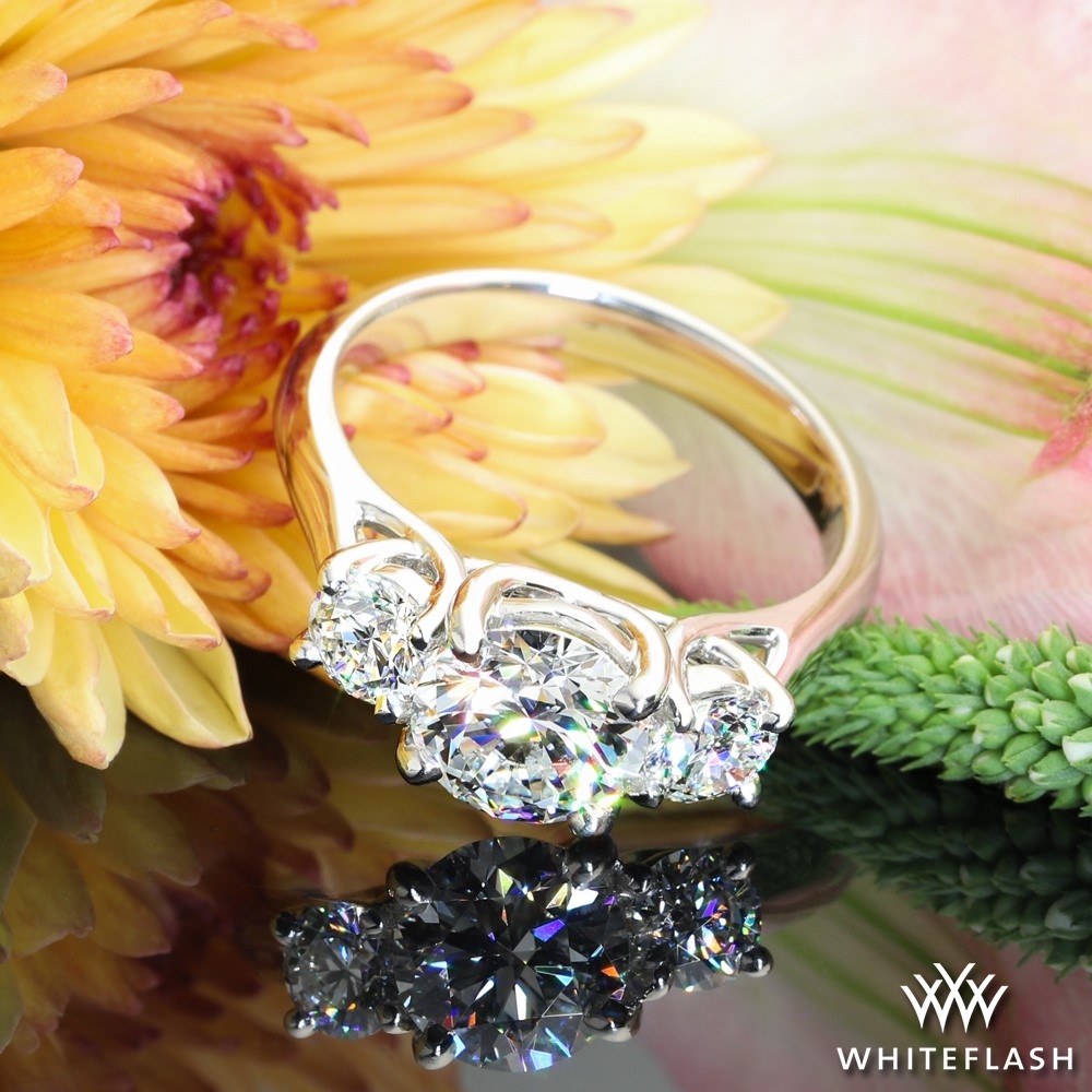 Platinum Trellis Three Stone Engagement Ring