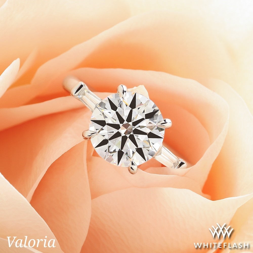 Platinum Valoria Tapered Baguette 3-Stone Engagement Ring