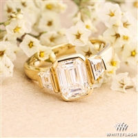 Custom Emerald Diamond Ring with Trapezoid Side Stones