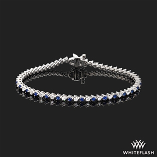Alternating Blue Sapphire and Diamond Tennis Bracelet